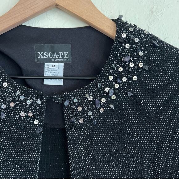 Xscape Sparkly Beaded Glitter Cardigan Topper size Medium Black Formal Party - Picture 4 of 6